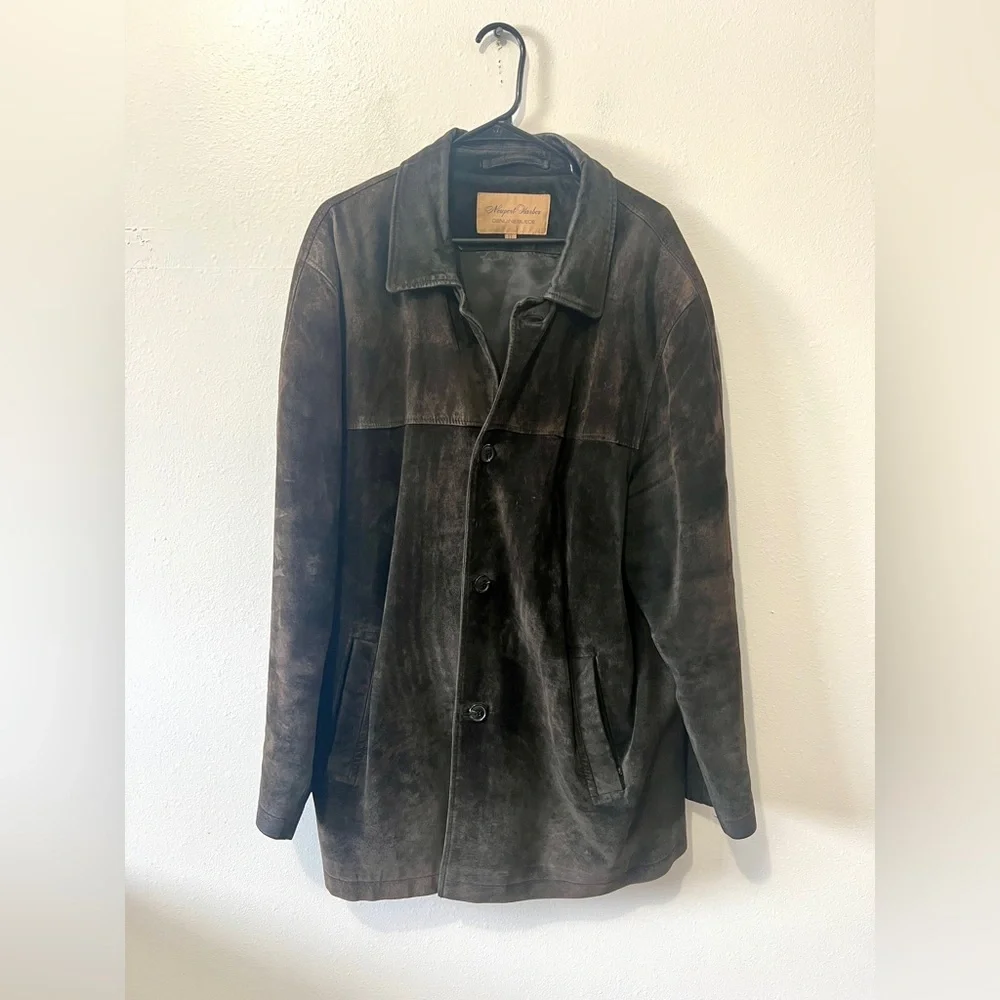 Newport Harbor Men's Vintage Genuine Suede Trench Jacket - XL